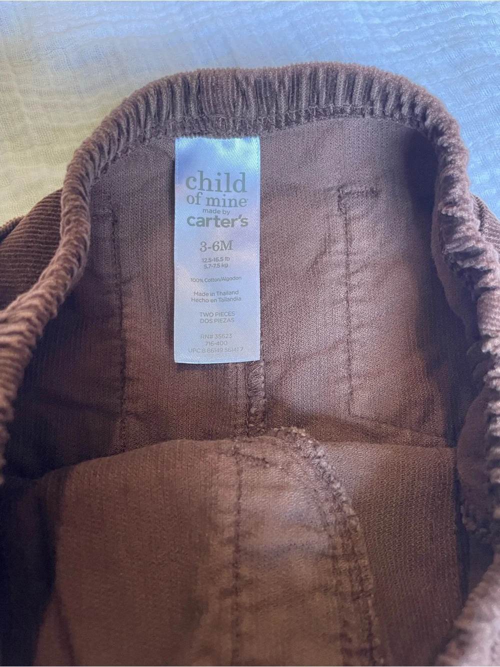 Carter's Child of Mine Brown Corduroy Baby Pants